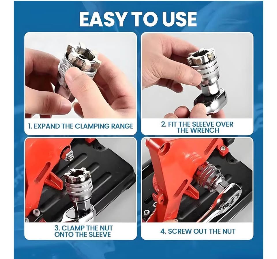 Upgraded Adjustable Universal Socket Wrench, Manua