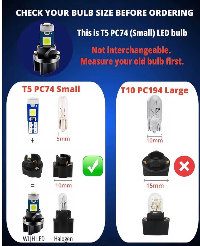 WLJH 74 Led Bulb Dash Lights Super Bright T5 2721 