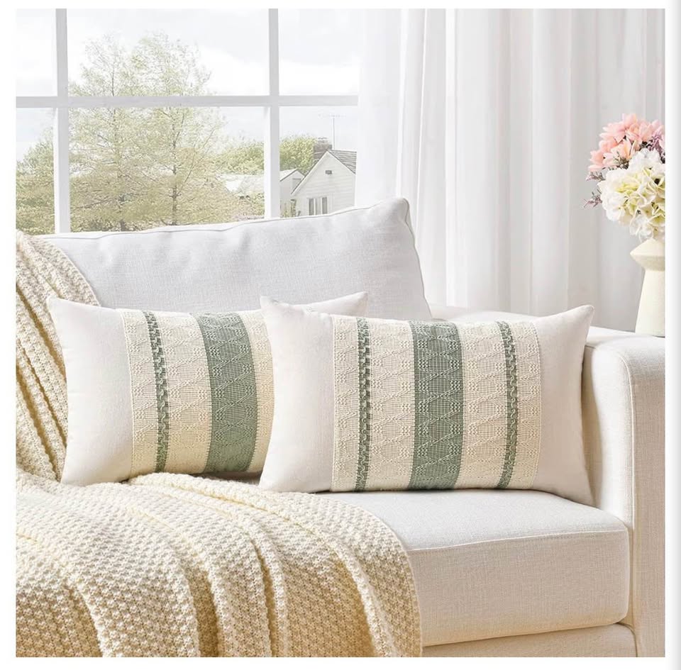 Set of 2 Boho Striped Lumbar Pillow Covers