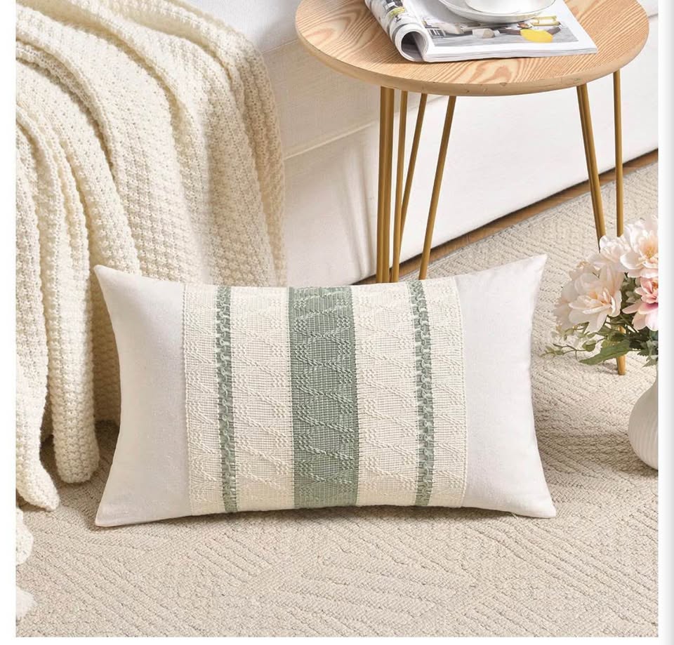 Set of 2 Boho Striped Lumbar Pillow Covers