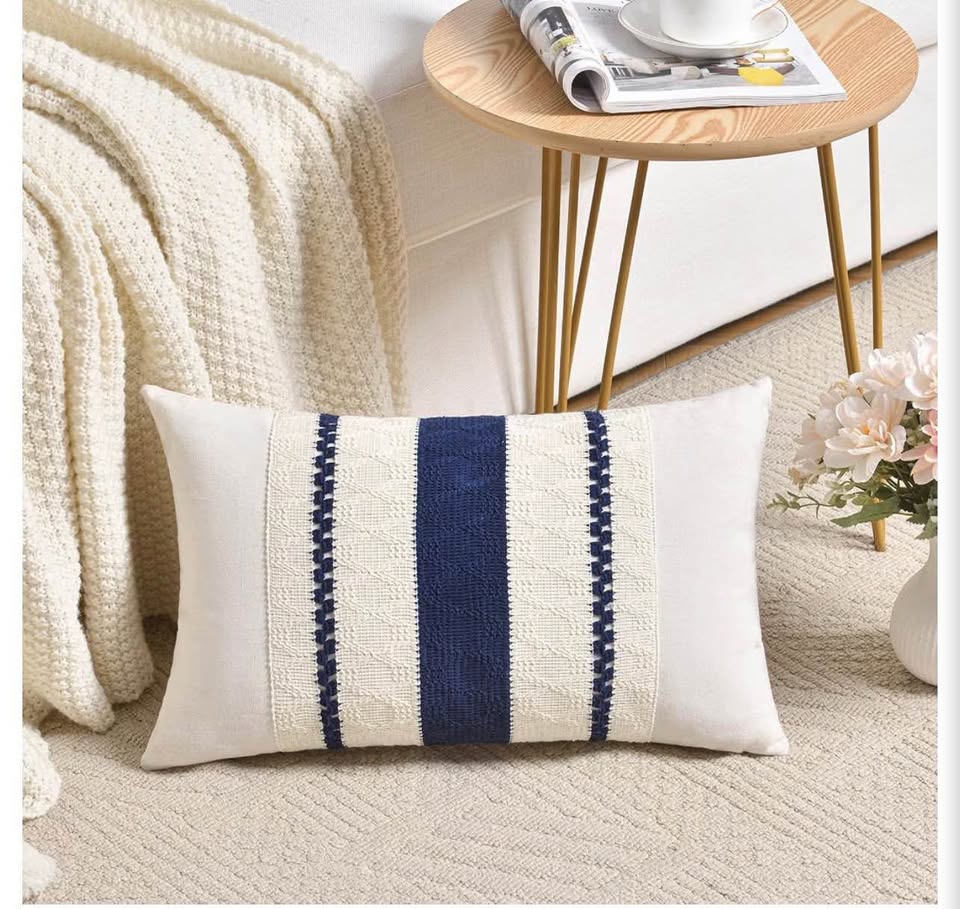 Set of 2 Striped Lumbar Throw Pillow Covers