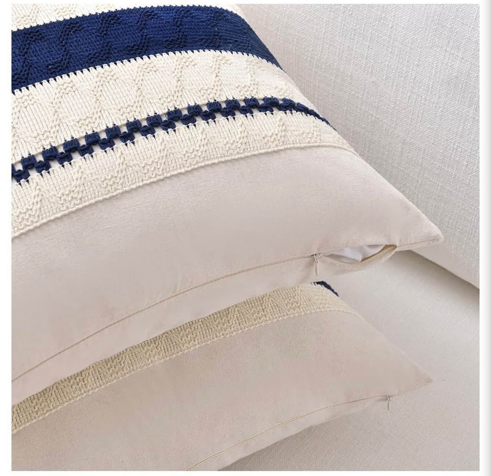 Set of 2 Striped Lumbar Throw Pillow Covers