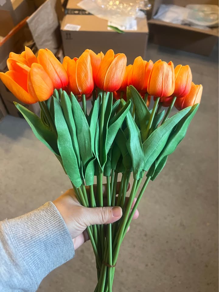 20Pcs, Artificial Tulips, Real Touch Latex, Plasti