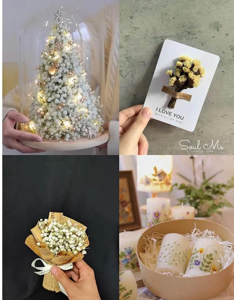 90Pcs Mini Baby's Breath Real Natural Dried Pressed Flowers for Resin Art Craft 