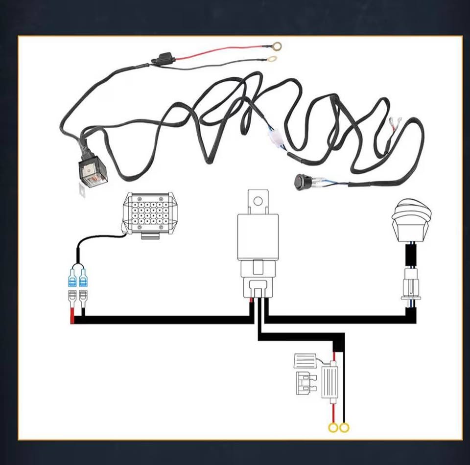 Wiring Harness 1 Lead, Nirider 12V 40A Rock Switch Relay Fuse Nylon Wiring Harne