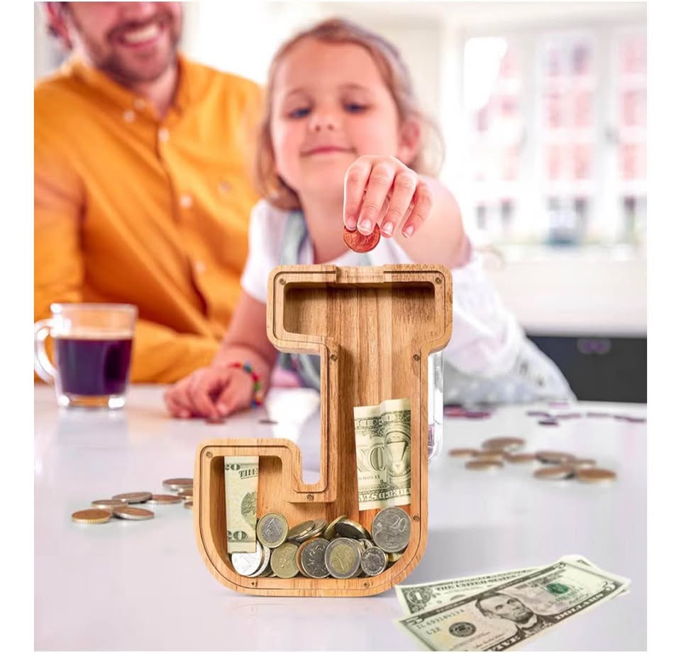 Wooden Letter Piggy Bank| Piggy Bank for Boys Girls Toddler| Money Bank| Coin Ba