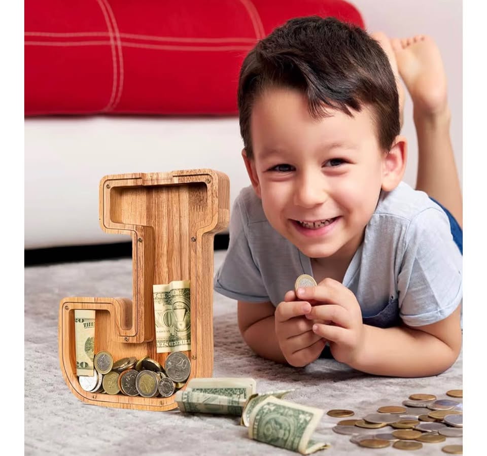 Wooden Letter Piggy Bank| Piggy Bank for Boys Girls Toddler| Money Bank| Coin Ba