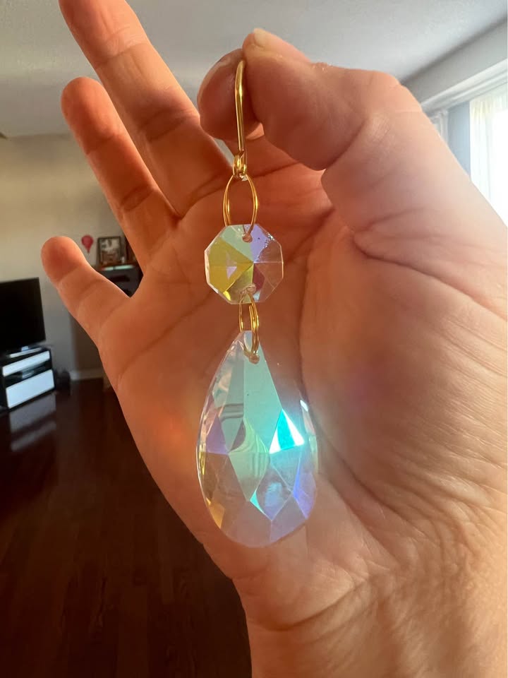 Iridescent Crystal Prism Suncatcher Pendants