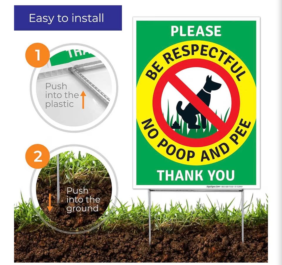 Sigo Signs Double Sided No Poop and Pee Yard Sign with Stakes