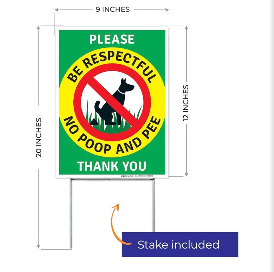 Sigo Signs Double Sided No Poop and Pee Yard Sign with Stakes