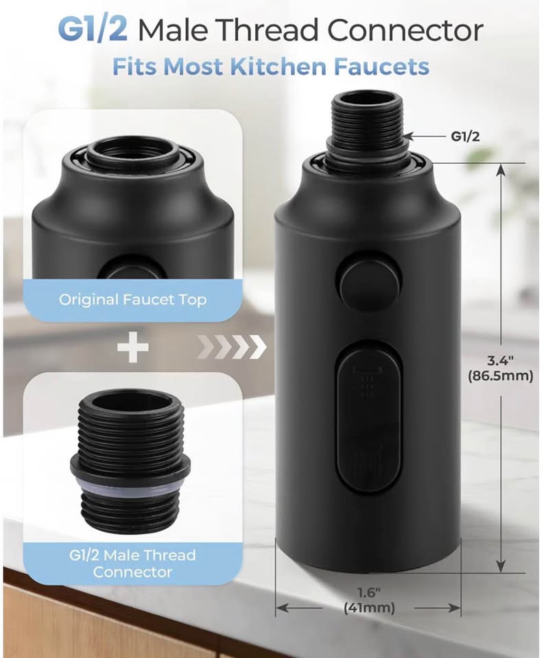 Matte Black Kitchen Faucet Spray Head Replacement Kit with 9 Adapters