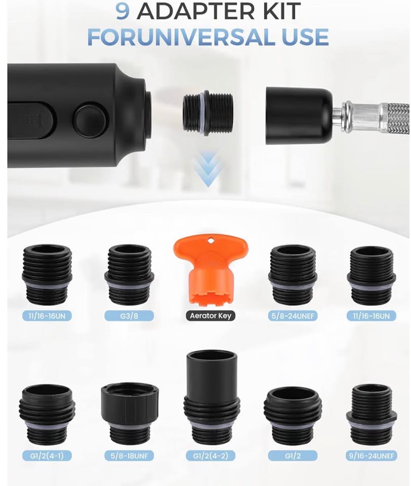 Matte Black Kitchen Faucet Spray Head Replacement Kit with 9 Adapters