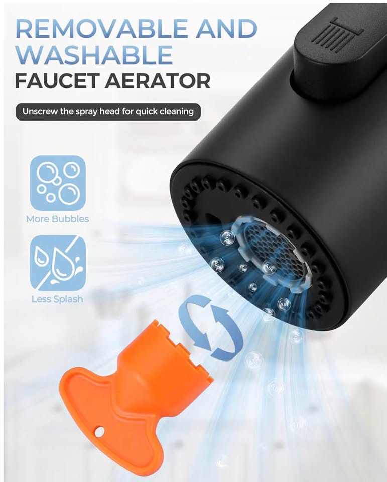 Matte Black Kitchen Faucet Spray Head Replacement Kit with 9 Adapters
