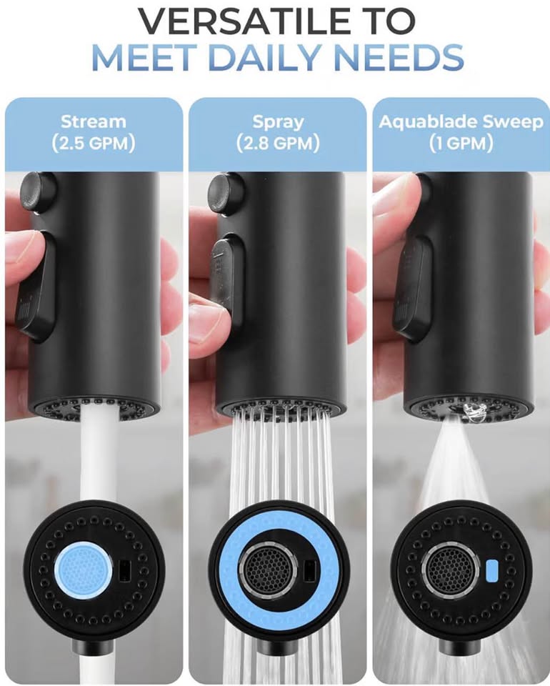 Matte Black Kitchen Faucet Spray Head Replacement Kit with 9 Adapters