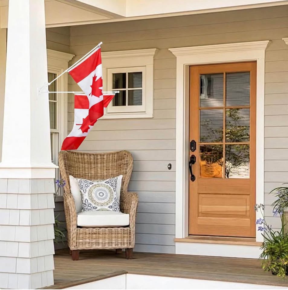 Flag Pole for Outside House with Holder, 6 FT, Tangle Free; White