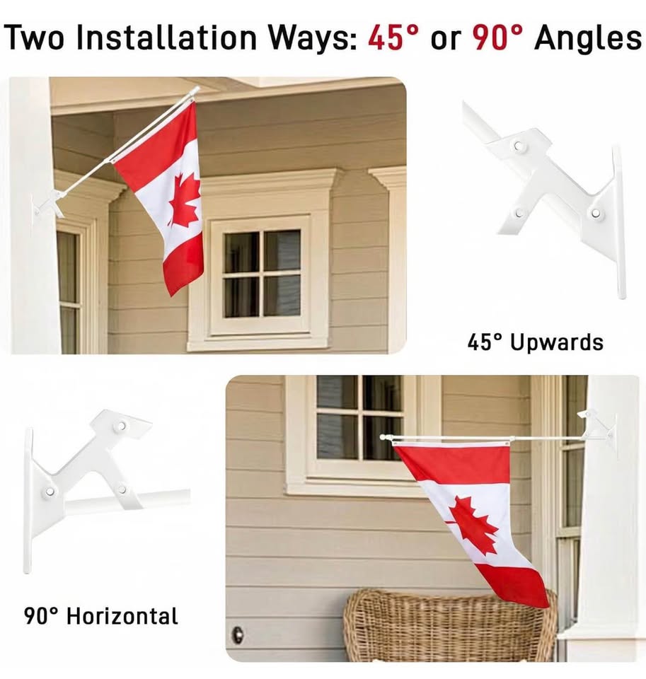 Flag Pole for Outside House with Holder, 6 FT, Tangle Free; White