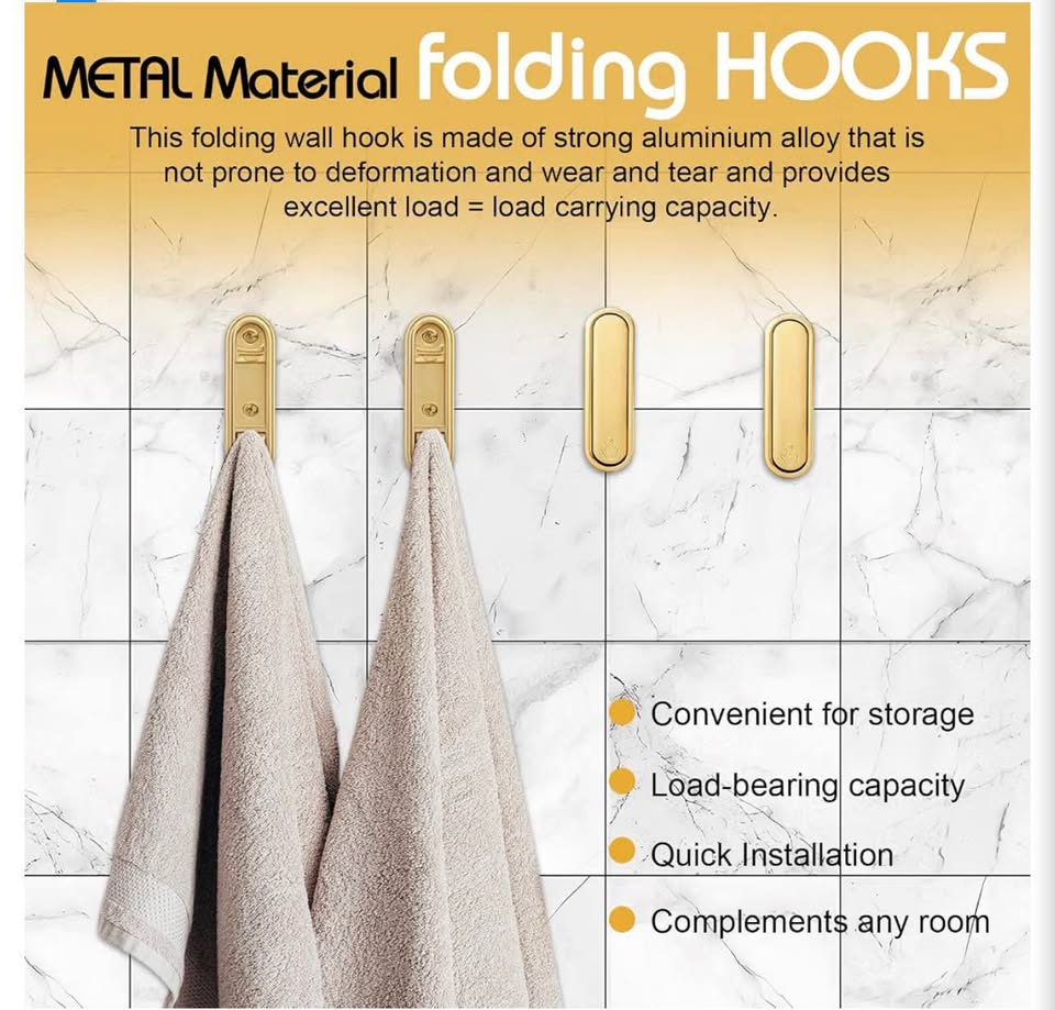 4-Pack Gold Foldable Wall Hooks