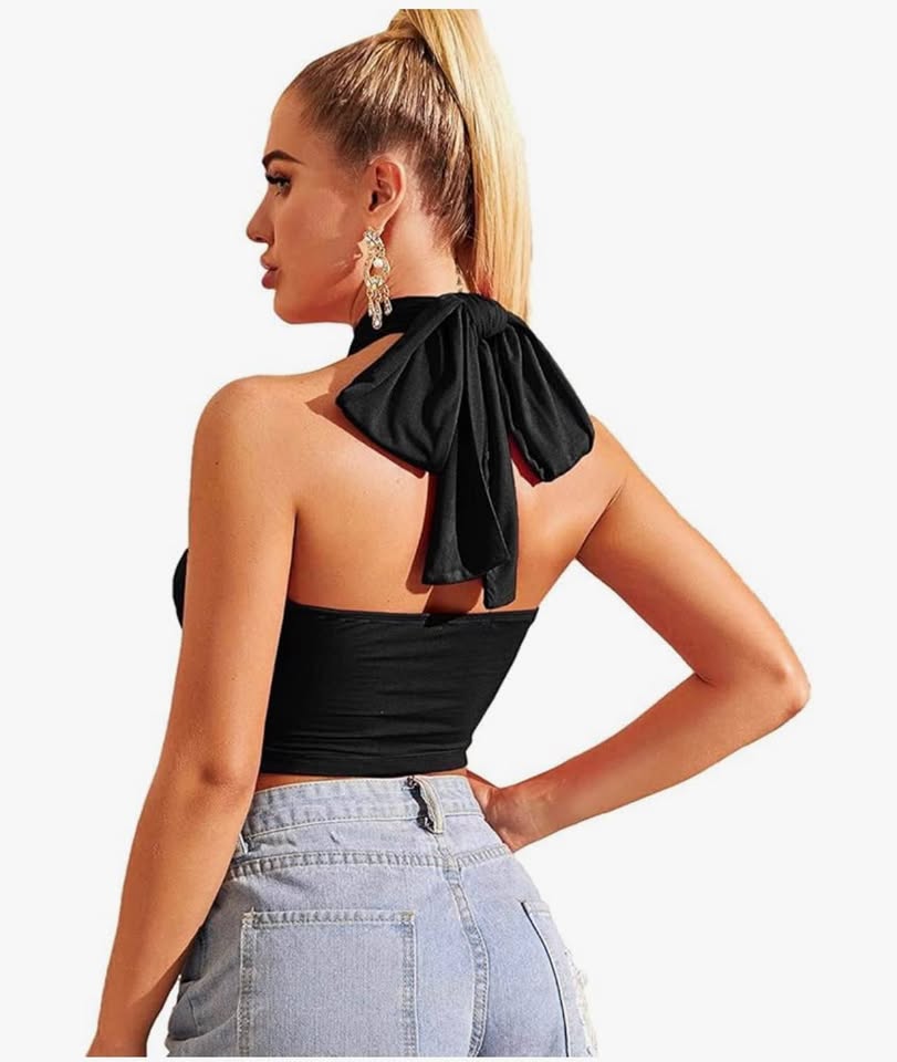 women's halter wrap tops criss cross cutout crop vests self tie back strappy ban