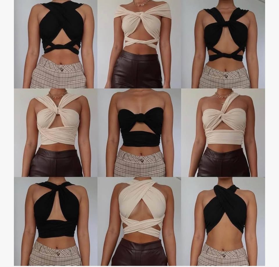 women's halter wrap tops criss cross cutout crop vests self tie back strappy ban