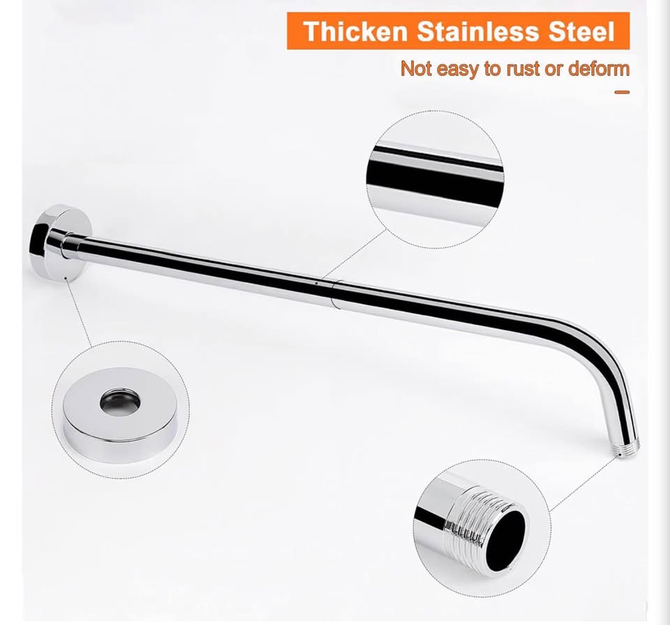 20-Inch Stainless Steel Shower Arm with Flange