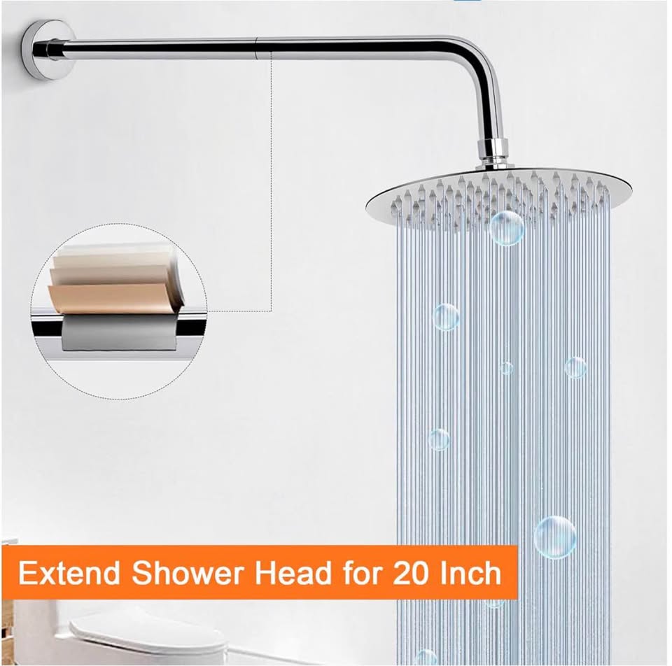 20-Inch Stainless Steel Shower Arm with Flange