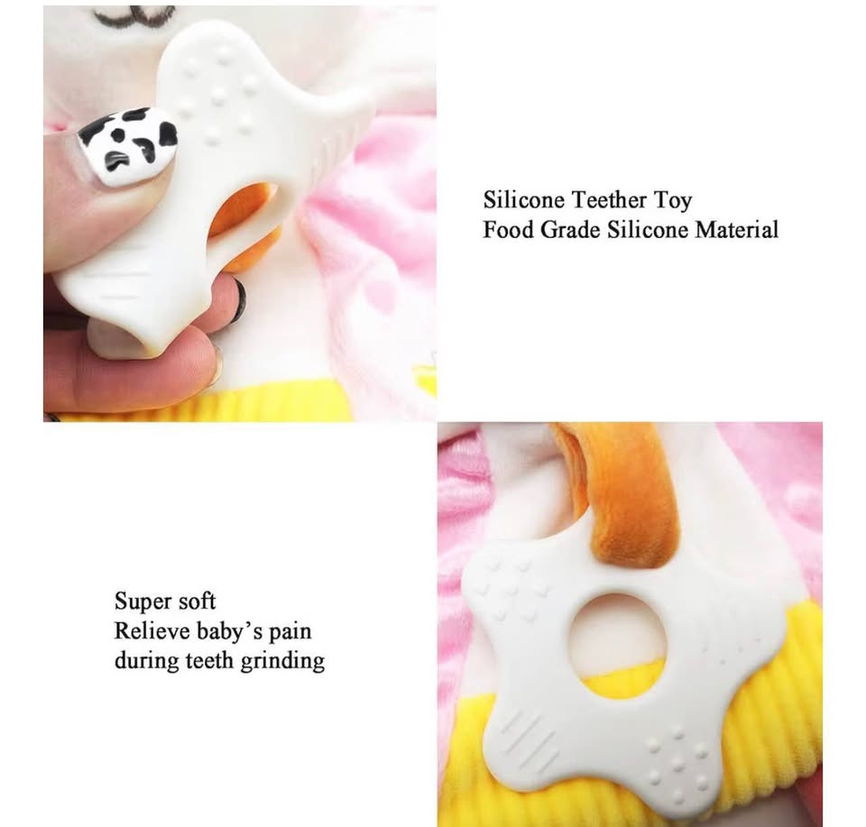 Baby Stuffed Animal Security Blanket with Ribbon & Rattle, Baby Lovey Rabbit Soo