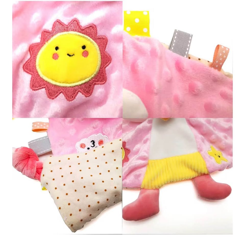 Baby Stuffed Animal Security Blanket with Ribbon & Rattle, Baby Lovey Rabbit Soo