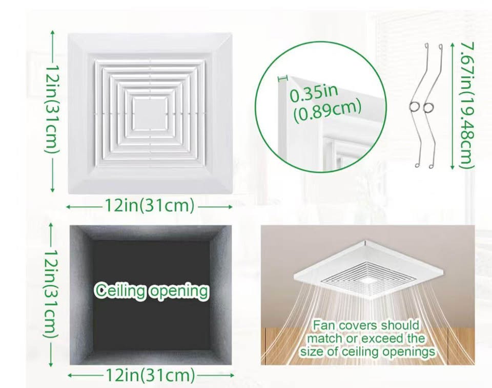 12Ｘ12 inch bathroom exhaust Fan cover with springs replacement parts