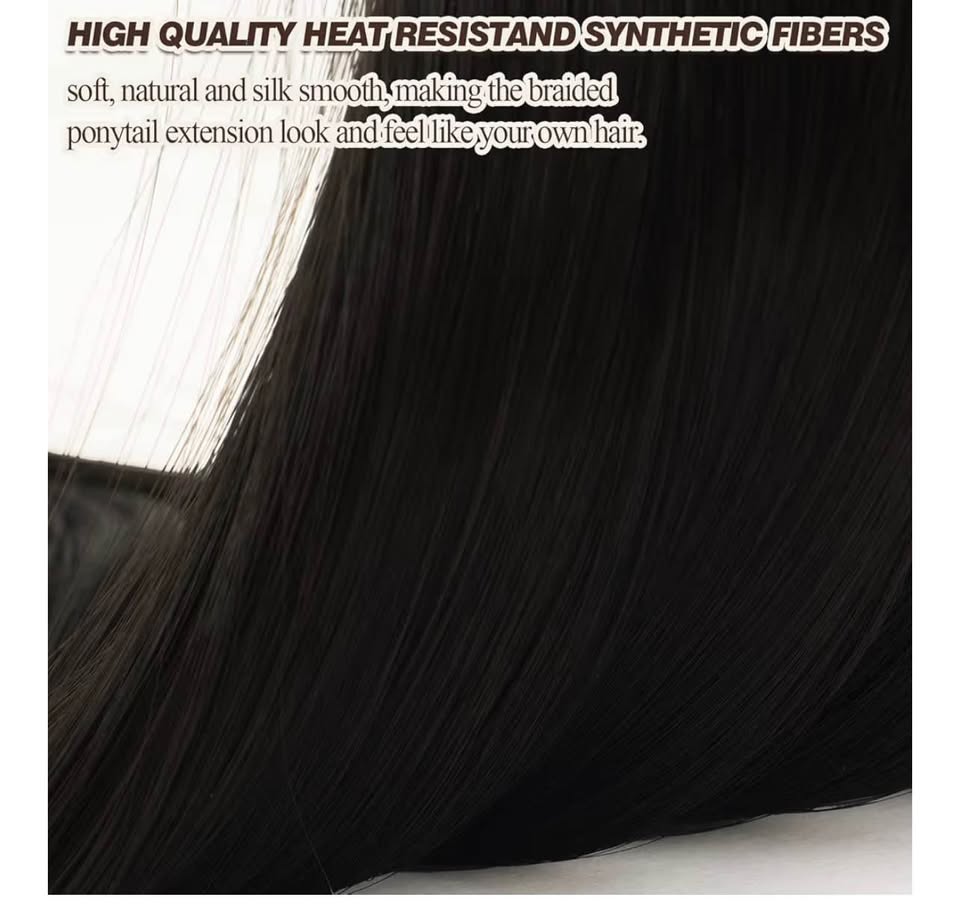 26 Inch Long Braided Ponytail Extension with Hair Tie - Straight Sleek Wrap Arou