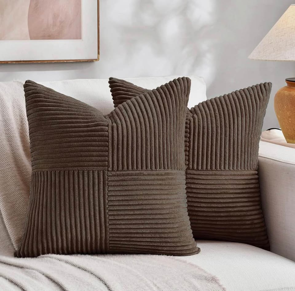 Set of 2 Corduroy Throw Pillow Covers