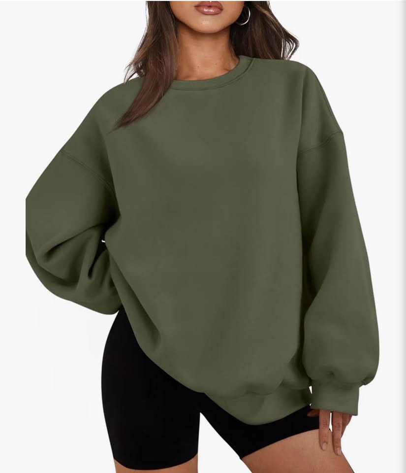 Olive Green Oversized Crewneck Sweatshirt L