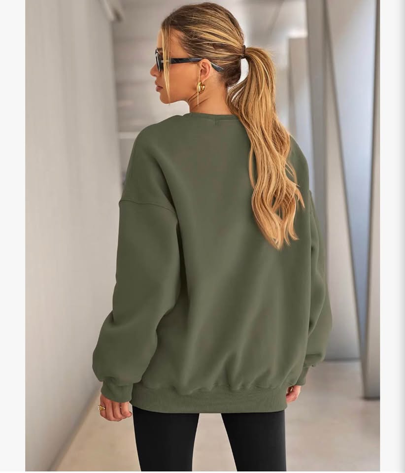 Olive Green Oversized Crewneck Sweatshirt L