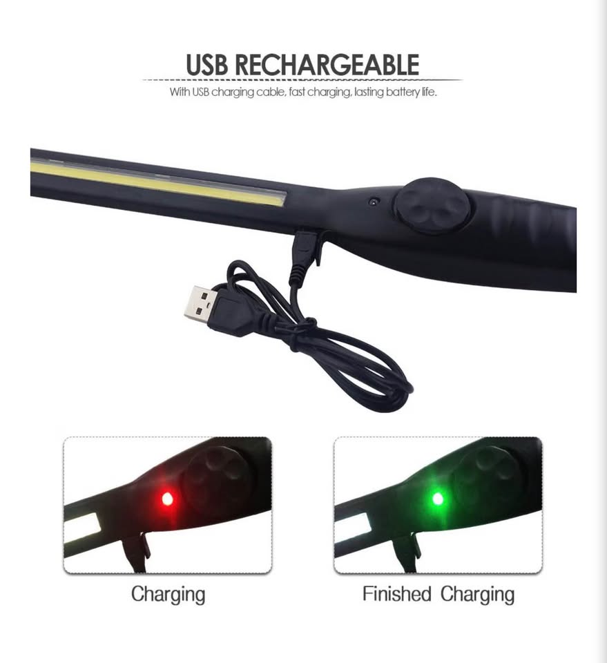 Rechargeable COB LED Work Light 700 Lumens Magnetic Flashlight USB Inspection Li