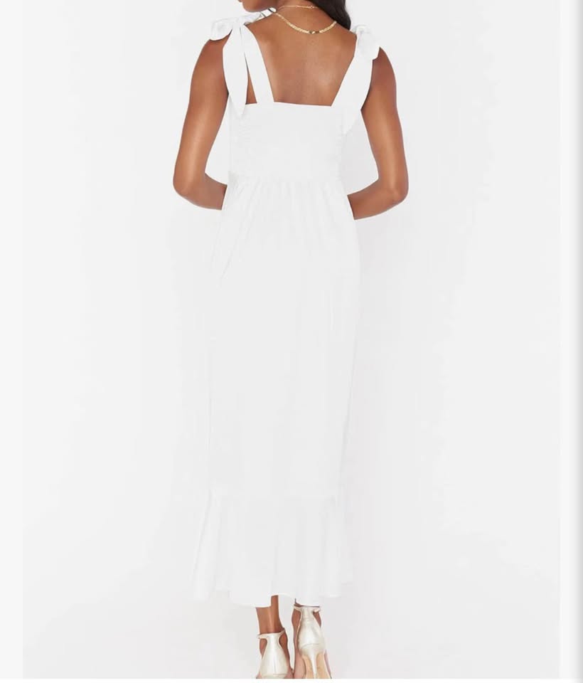White Elegant Party Maxi Dress - Size Medium