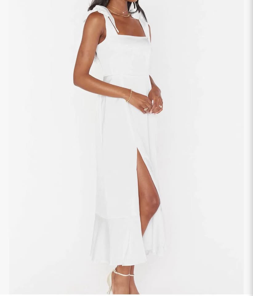 White Elegant Party Maxi Dress - Size Medium