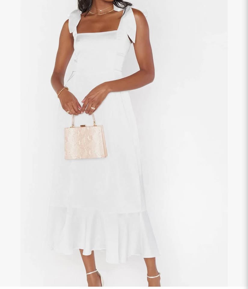 White Elegant Party Maxi Dress - Size Medium