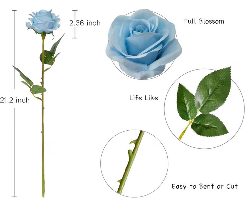 DuHouse 10pcs Fake Roses Artificial Silk Flowers Faux Rose Flower Long Stems Bou