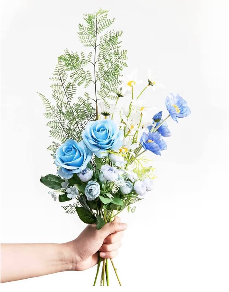 DuHouse 10pcs Fake Roses Artificial Silk Flowers Faux Rose Flower Long Stems Bou