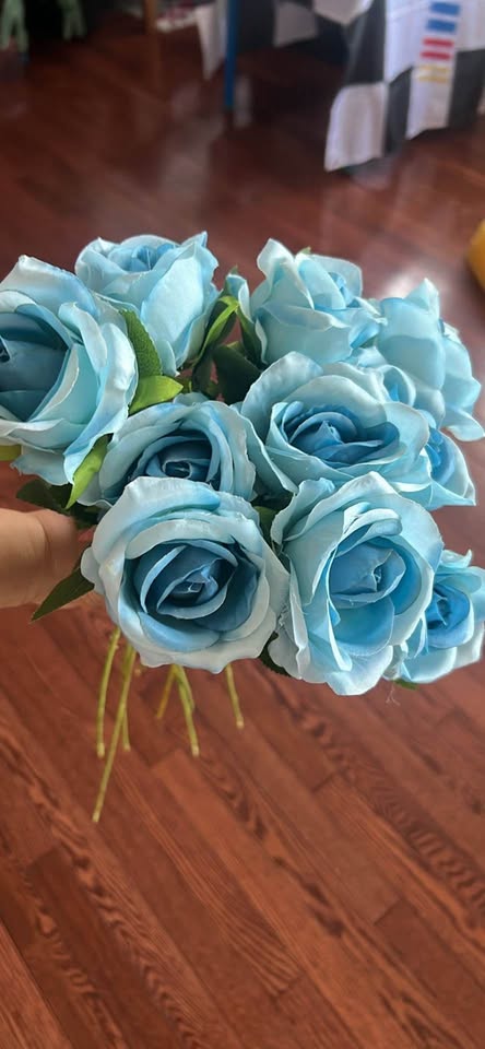 DuHouse 10pcs Fake Roses Artificial Silk Flowers Faux Rose Flower Long Stems Bou