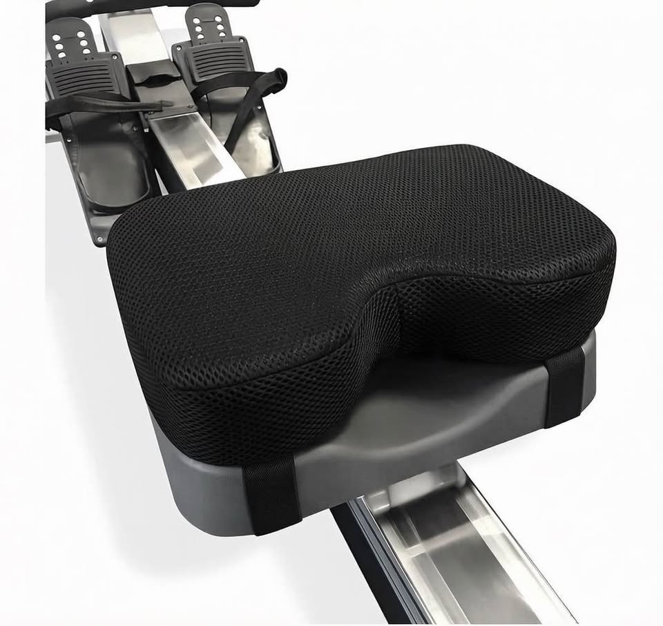 Black Mesh Rowing Machine Seat Cushion