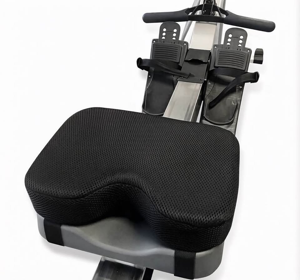 Black Mesh Rowing Machine Seat Cushion