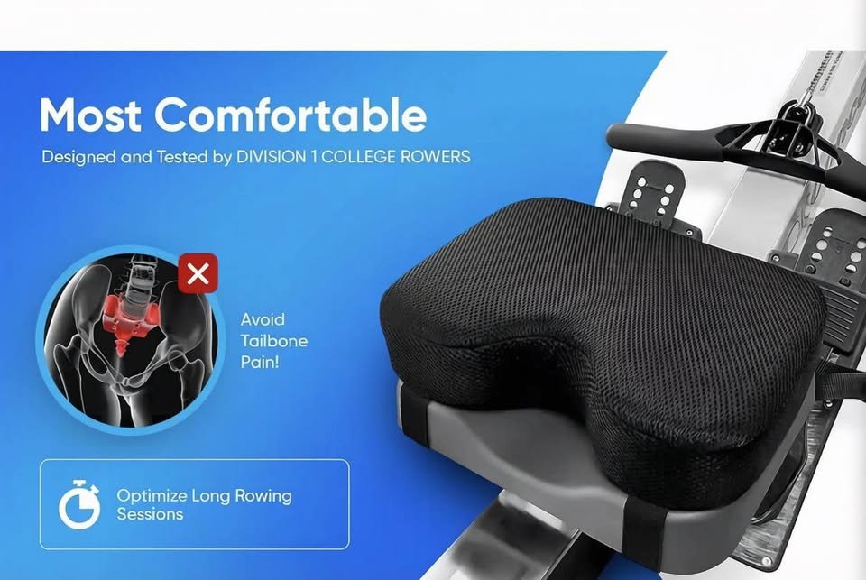 Black Mesh Rowing Machine Seat Cushion