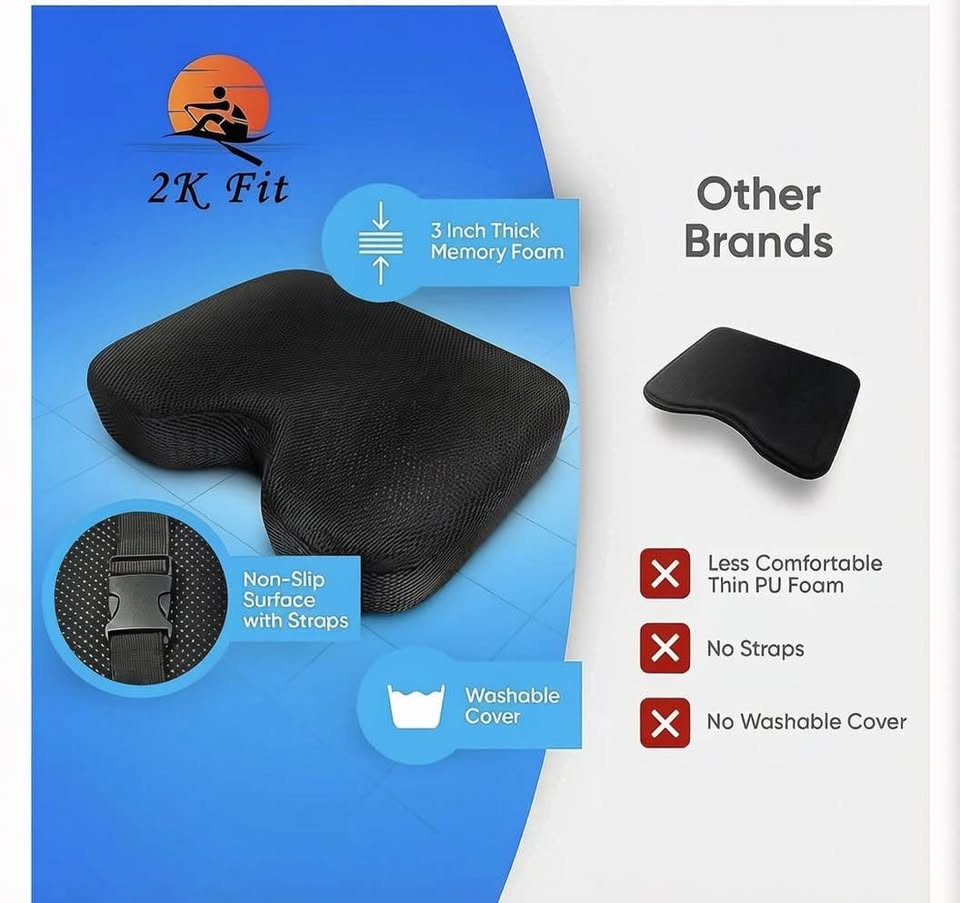 Black Mesh Rowing Machine Seat Cushion