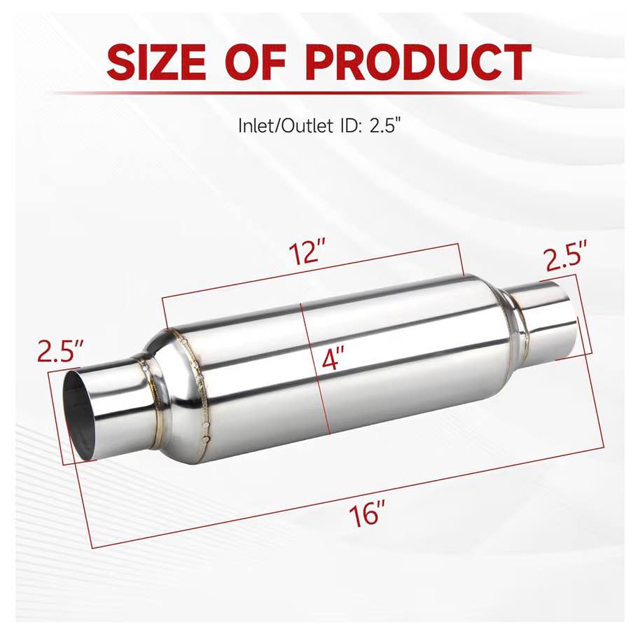 2.5" Inlet/Outlet Stainless Steel Exhaust Resonator