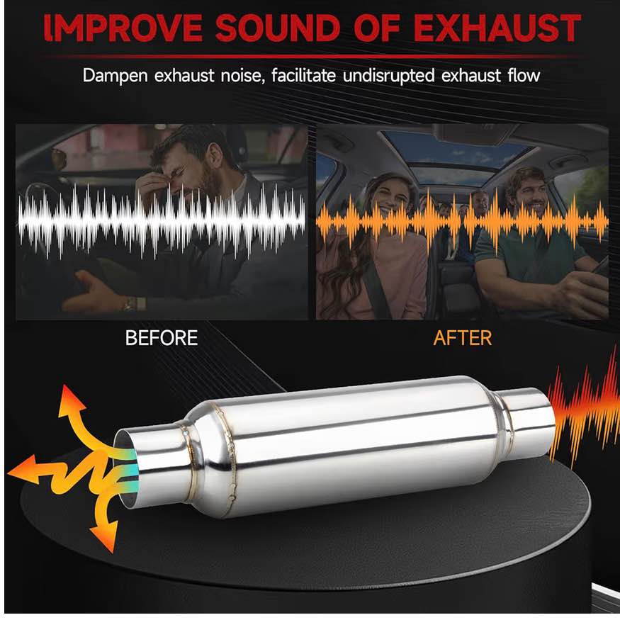 2.5" Inlet/Outlet Stainless Steel Exhaust Resonator