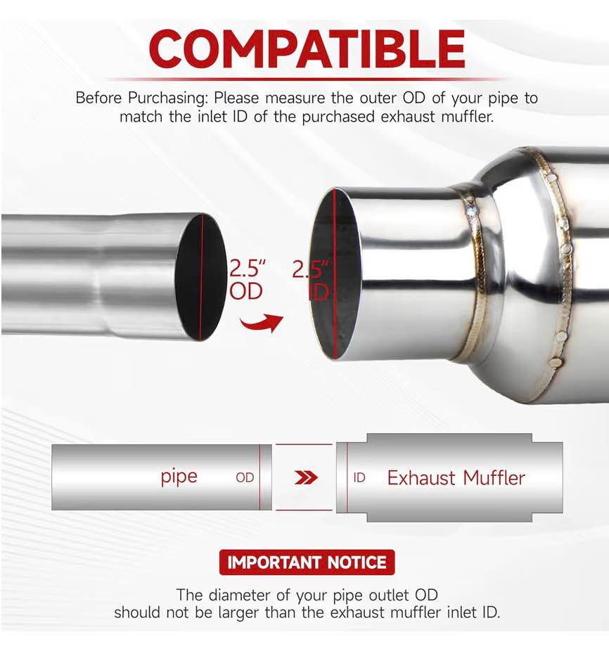 2.5" Inlet/Outlet Stainless Steel Exhaust Resonator