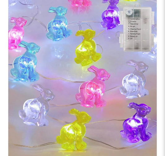 50 LED 16FT Easter Bunny String Lights with Timer