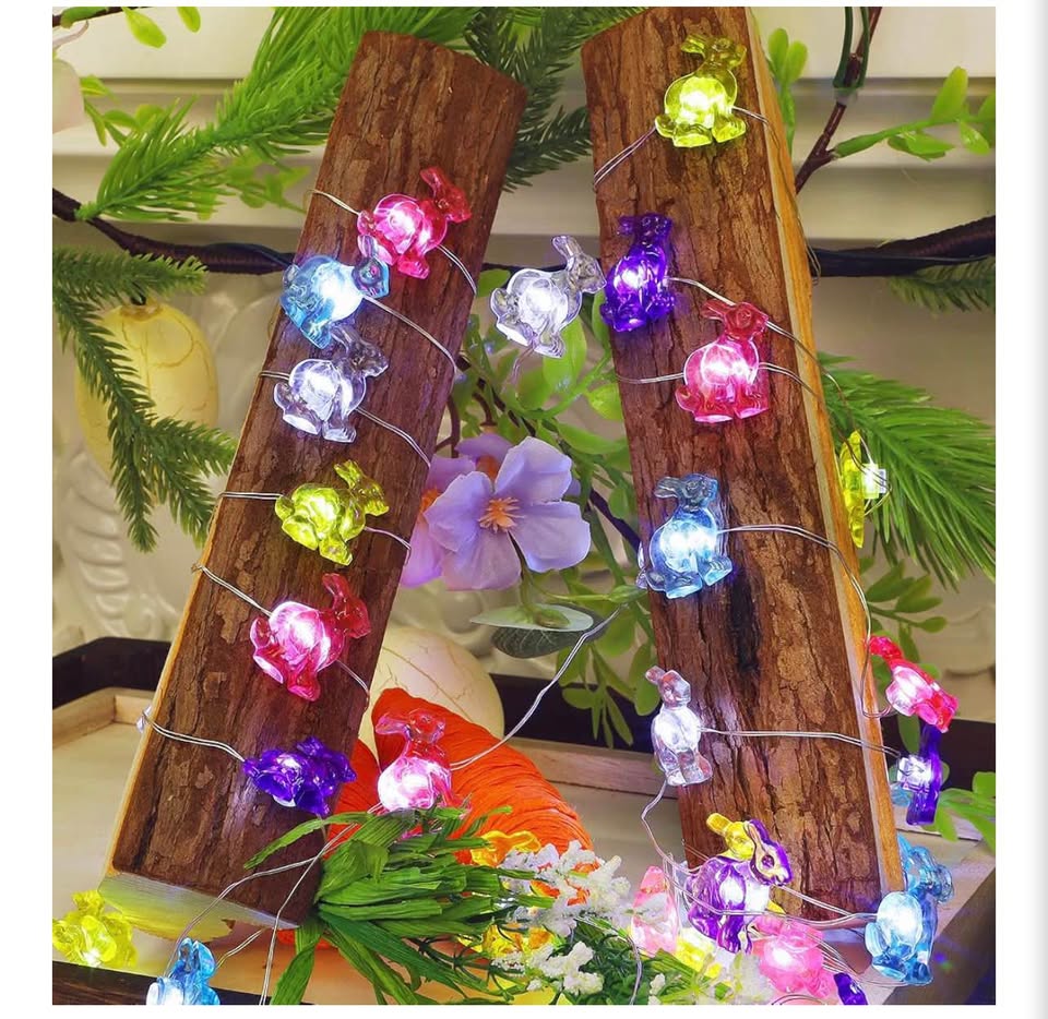 50 LED 16FT Easter Bunny String Lights with Timer