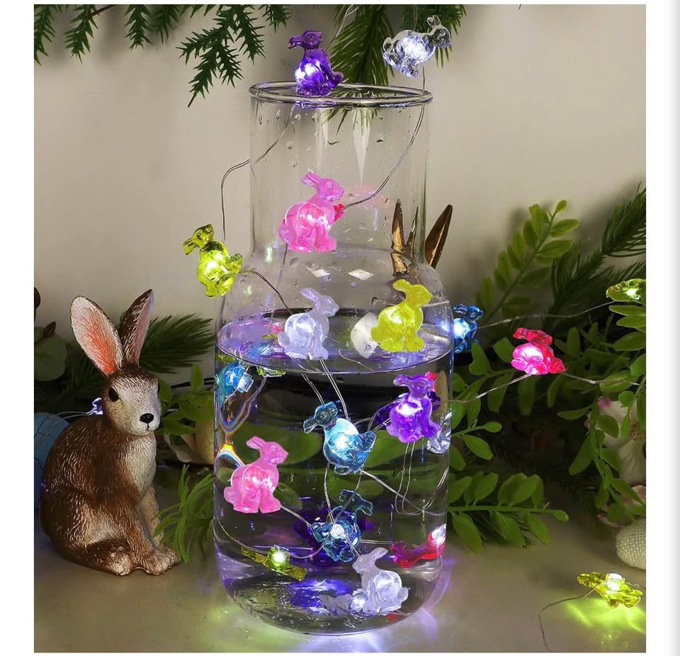 50 LED 16FT Easter Bunny String Lights with Timer