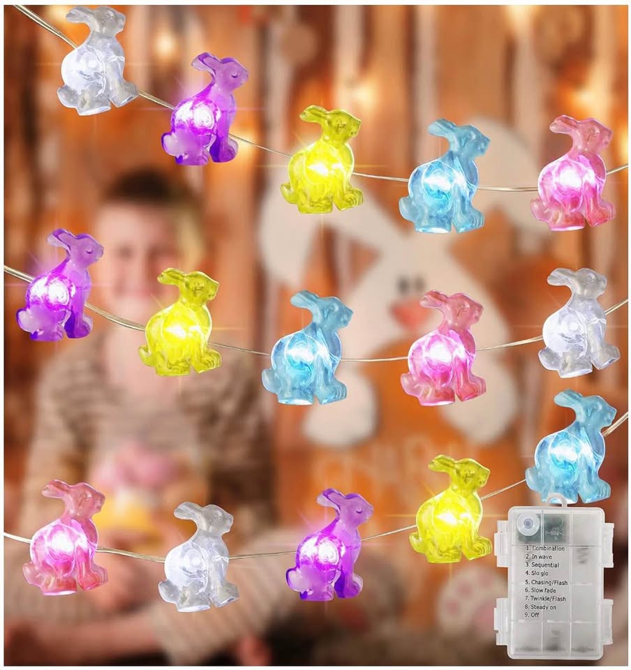 50 LED 16FT Easter Bunny String Lights with Timer